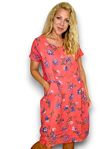 Helga May Coral Petal Blue Jungle Dress