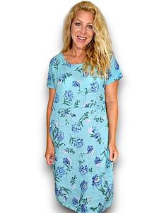 Helga May Light Turquoise Petal Blue Jungle Dress