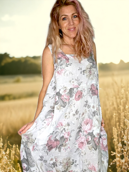 Helga May White Scarlett Rose Maxi Tank Dress