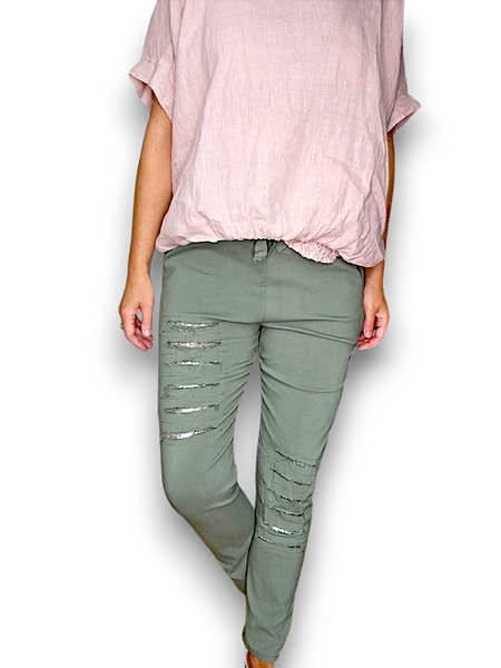 Helga May Forest Plain Ripped Pant