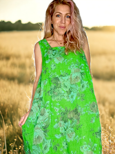 Helga May Fresh Green Scarlett Rose Maxi Tank Dress