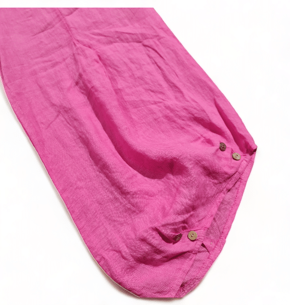 Helga May Hot Pink Plain Mini Button Linen Pants