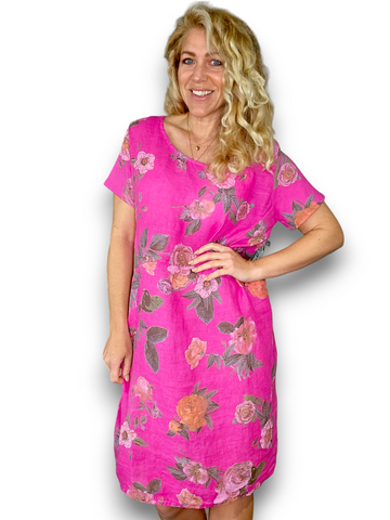 Helga May Hot Pink Multi Floral Jungle Dress