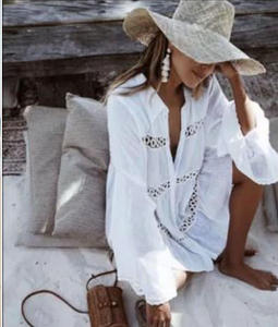 Free Spirit Australia White Embroidered Detail Shirt/Top/Dress