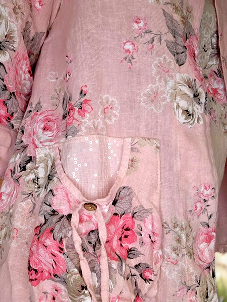 Helga May Baby Pink High Tea Sequin Pocket Linen Jacket