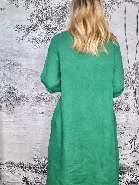 Helga May Leaf Green Plain Soft V-Neck Midi Maxi Dress