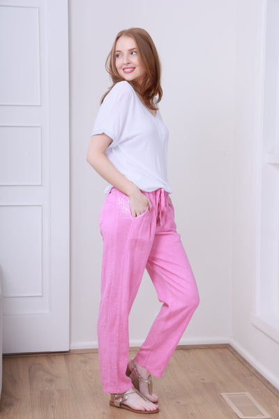 Wednesday Lulu Linen Pants with Sequin Detail