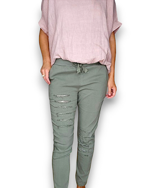 Helga May Forest Plain Ripped Pant