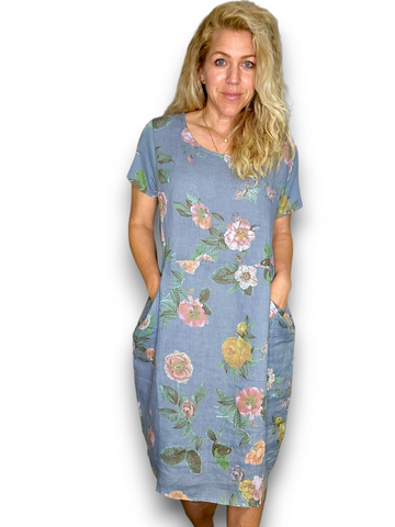 Helga May Petrol Multi Floral Jungle Dress