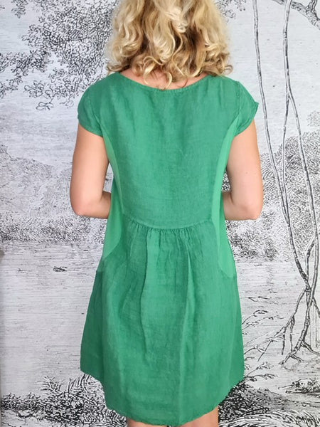 Helga May Leaf Green Plain Kennedy Dress