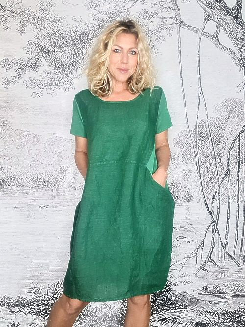 Helga May Leaf Green Plain Jungle Dress