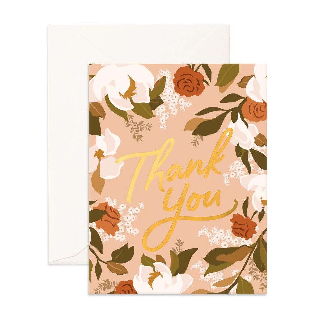Fox & Fallow Thank You Rose Magnolias Greeting Card