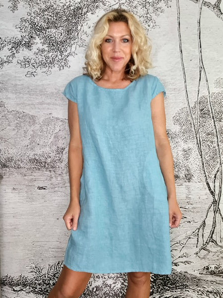 Helga May Blue Plain Kennedy Dress