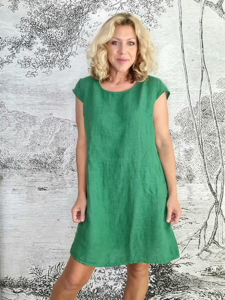 Helga May Leaf Green Plain Kennedy Dress
