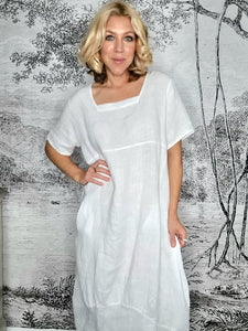 Helga May White Plain Mid Sleeve Maxi Dress