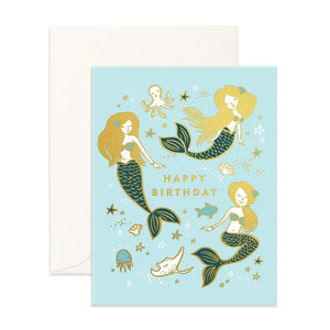 Fox & Fallow Happy Birthday Mermaids Greeting Card